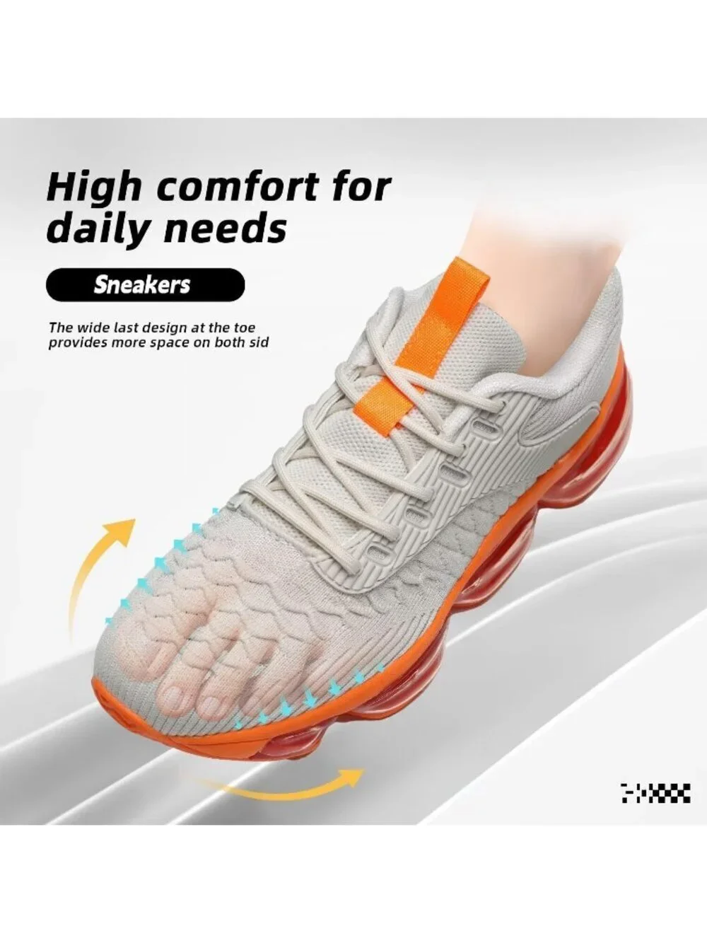 Women's Grey Orange Walking Air Cushion Breathable Mesh Athletic Sneaker Shoes